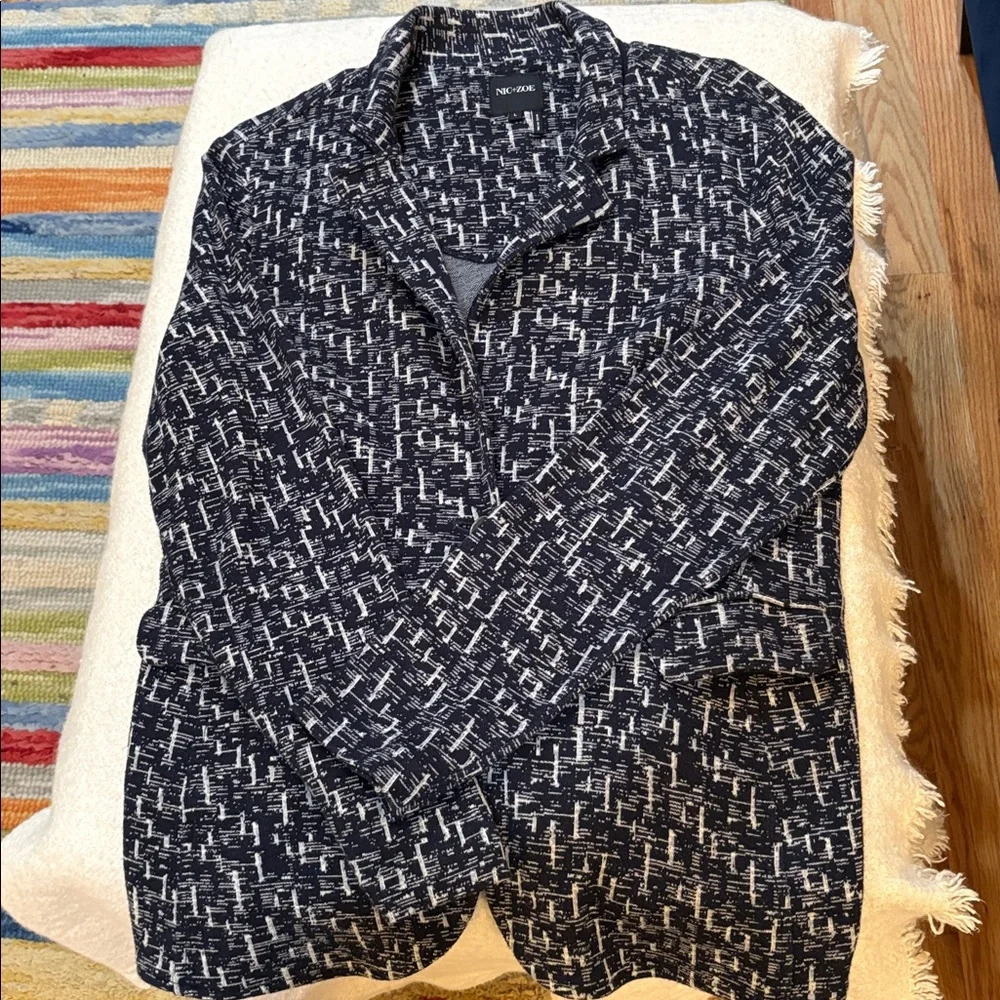 Nic & Zoe Print Knit Navy/White Jacket (L) - Picture 5 of 5